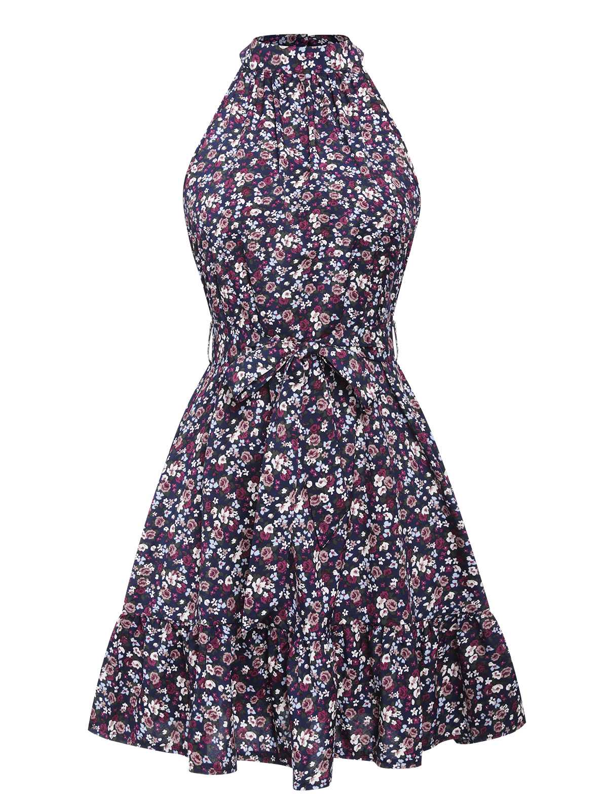 Purple Ditsy Floral Sleeveless Dress