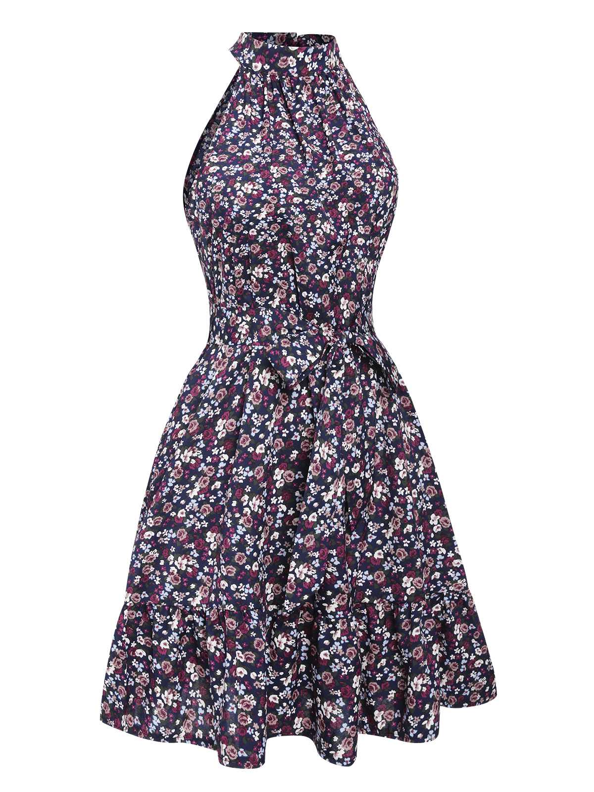 Purple Ditsy Floral Sleeveless Dress