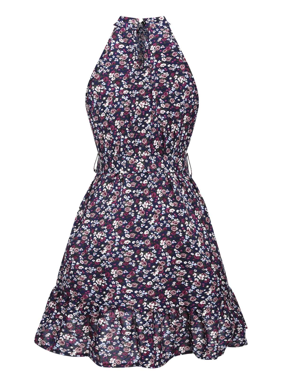 Purple Ditsy Floral Sleeveless Dress