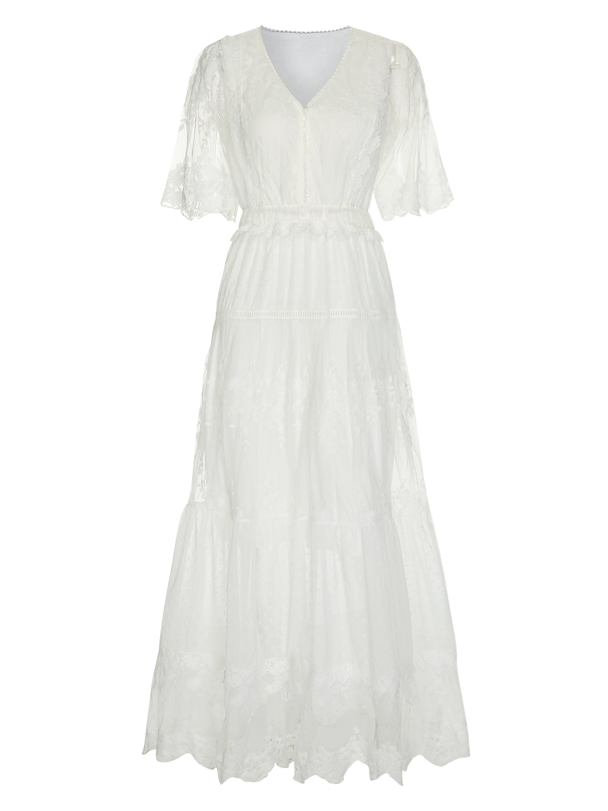 White Flare Sleeve Lace Dress