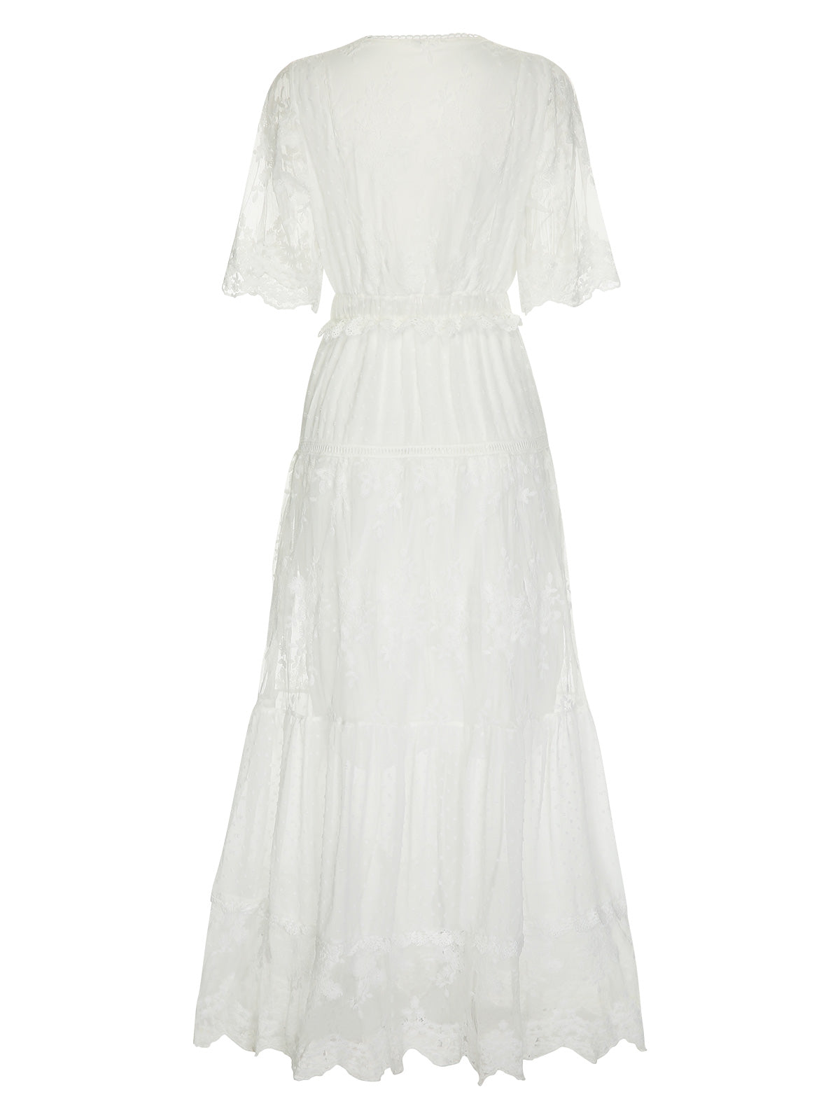 White Flare Sleeve Lace Dress