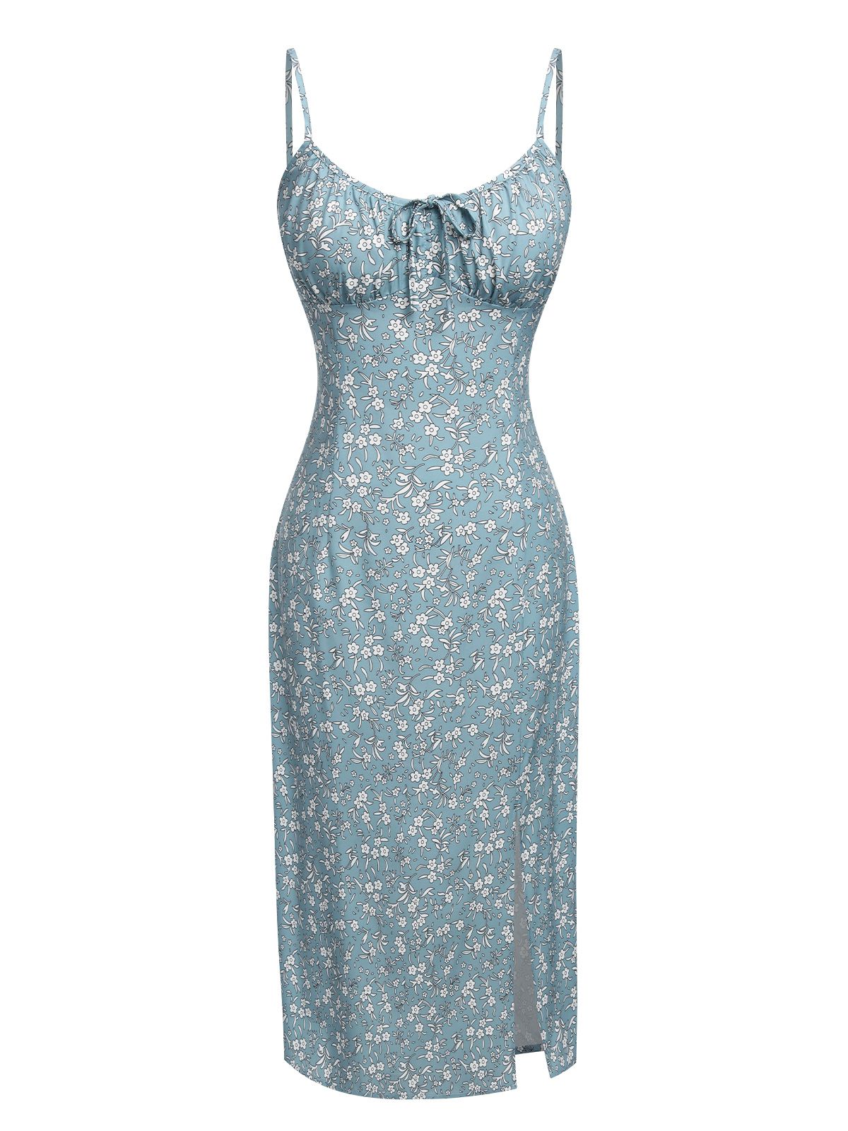 Sky Blue  Ditsy Floral Knot Dress