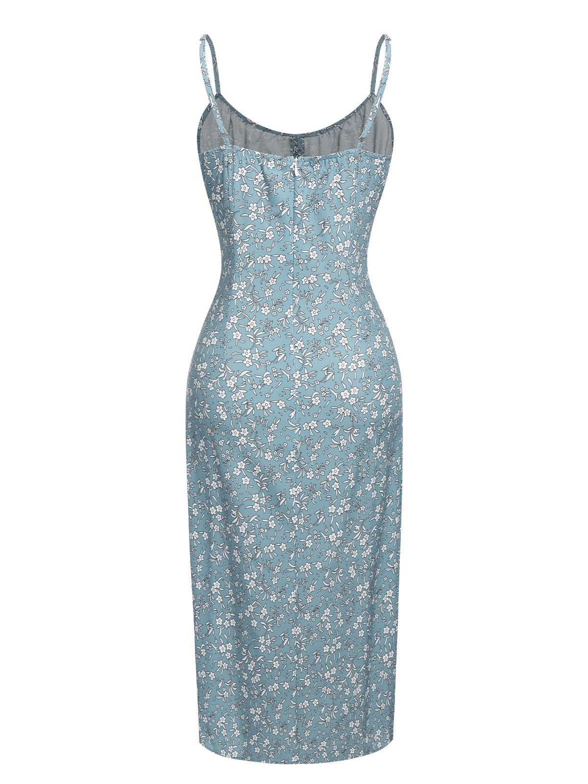 Sky Blue  Ditsy Floral Knot Dress