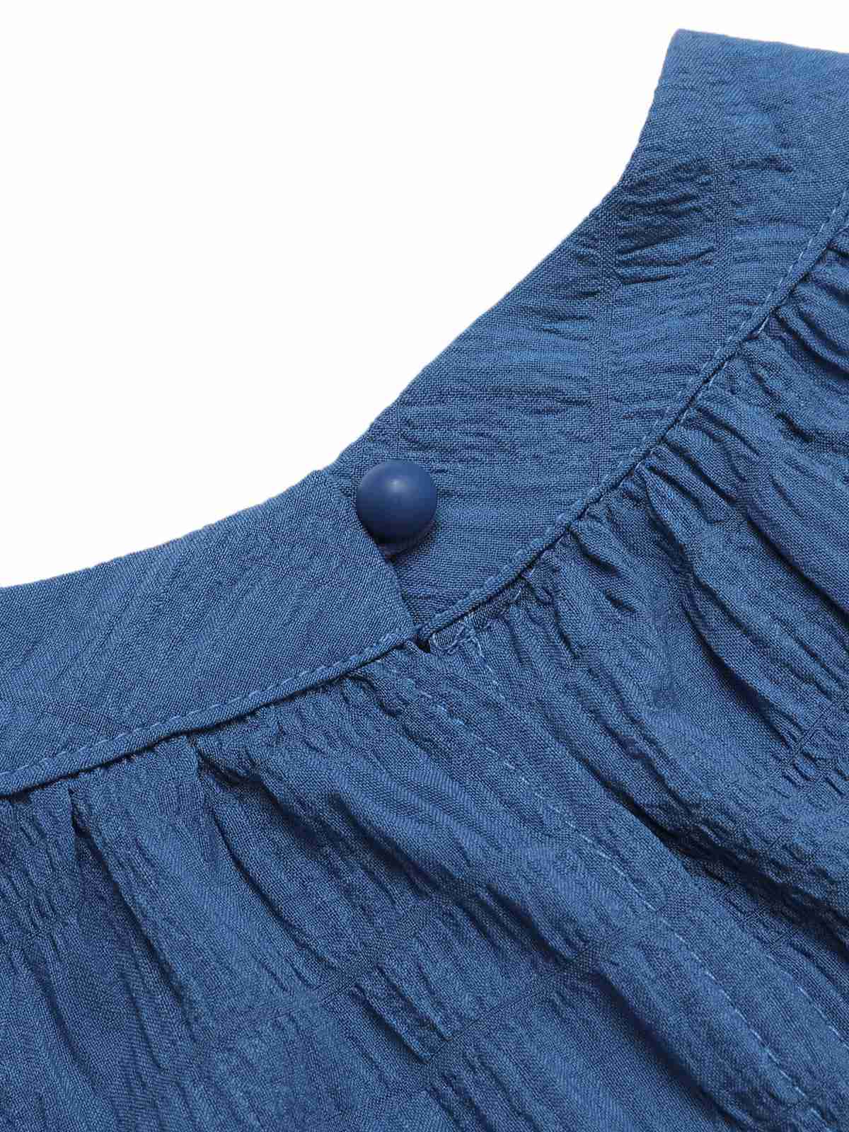 Royal Blue Halter Wrinkles Dress