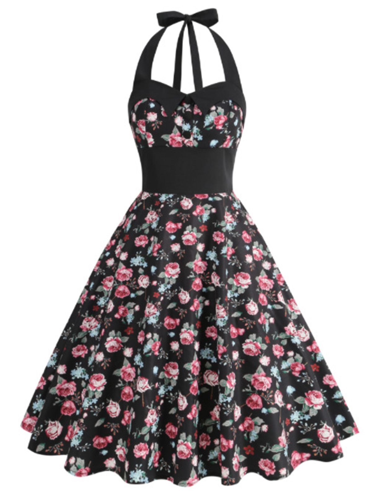 Halter Roses Swing Dress