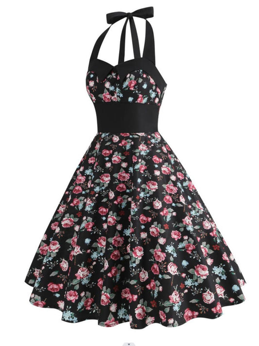 Halter Roses Swing Dress