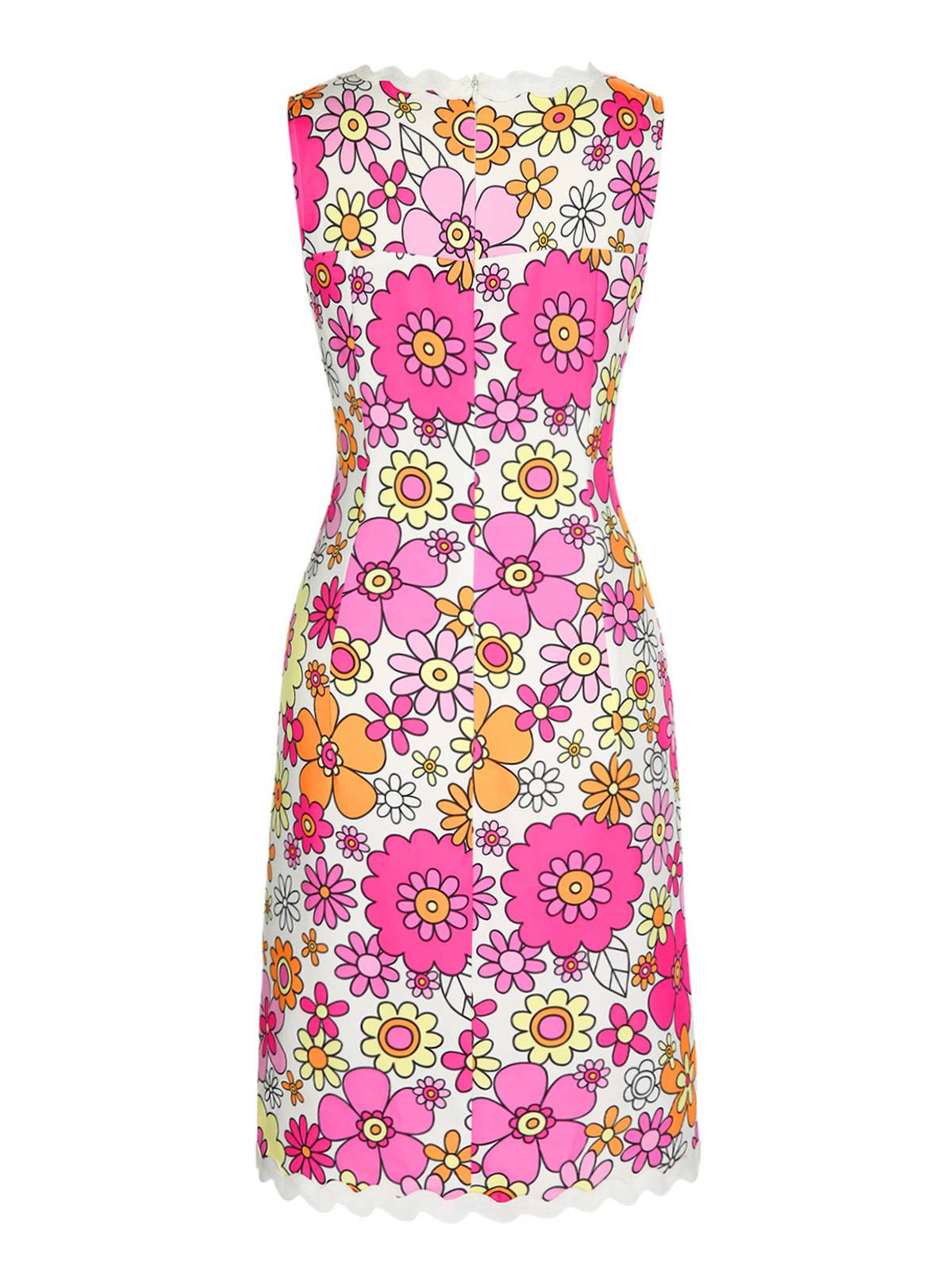 Pink  V-Neck Cartoon Flowers Pencil Dress