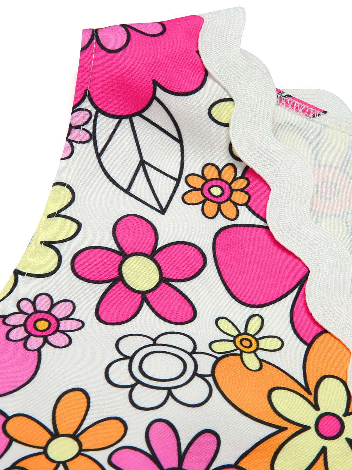 Pink  V-Neck Cartoon Flowers Pencil Dress