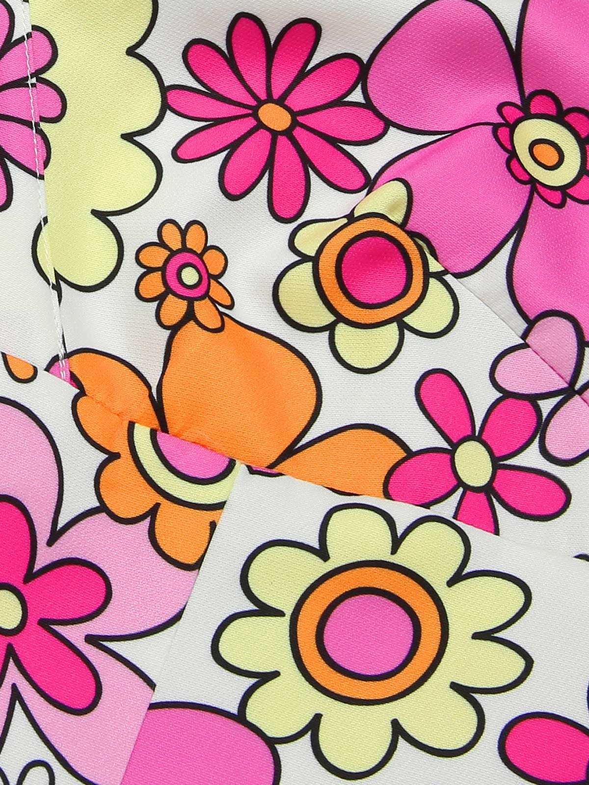 Pink  V-Neck Cartoon Flowers Pencil Dress