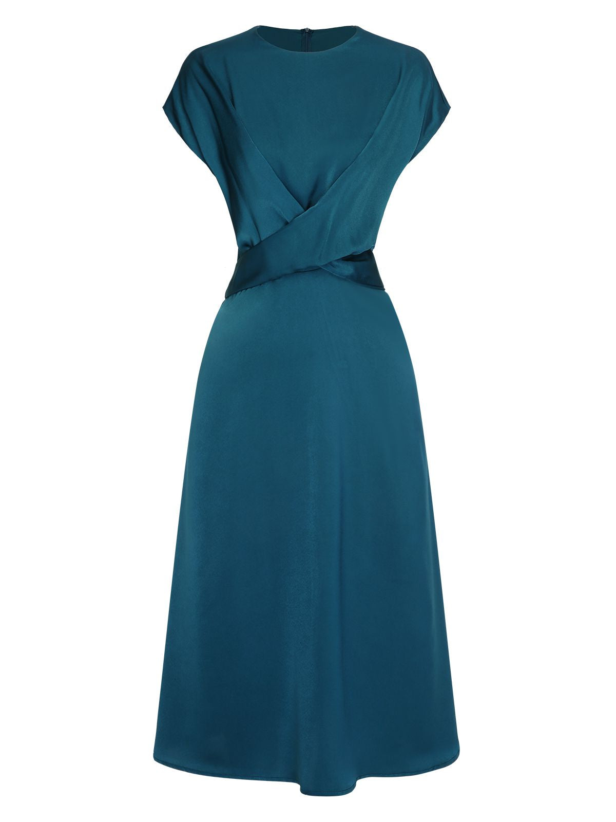 Blue Solid Irregular Waist Dress