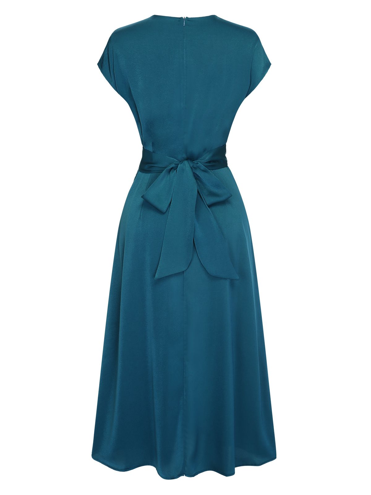 Blue Solid Irregular Waist Dress