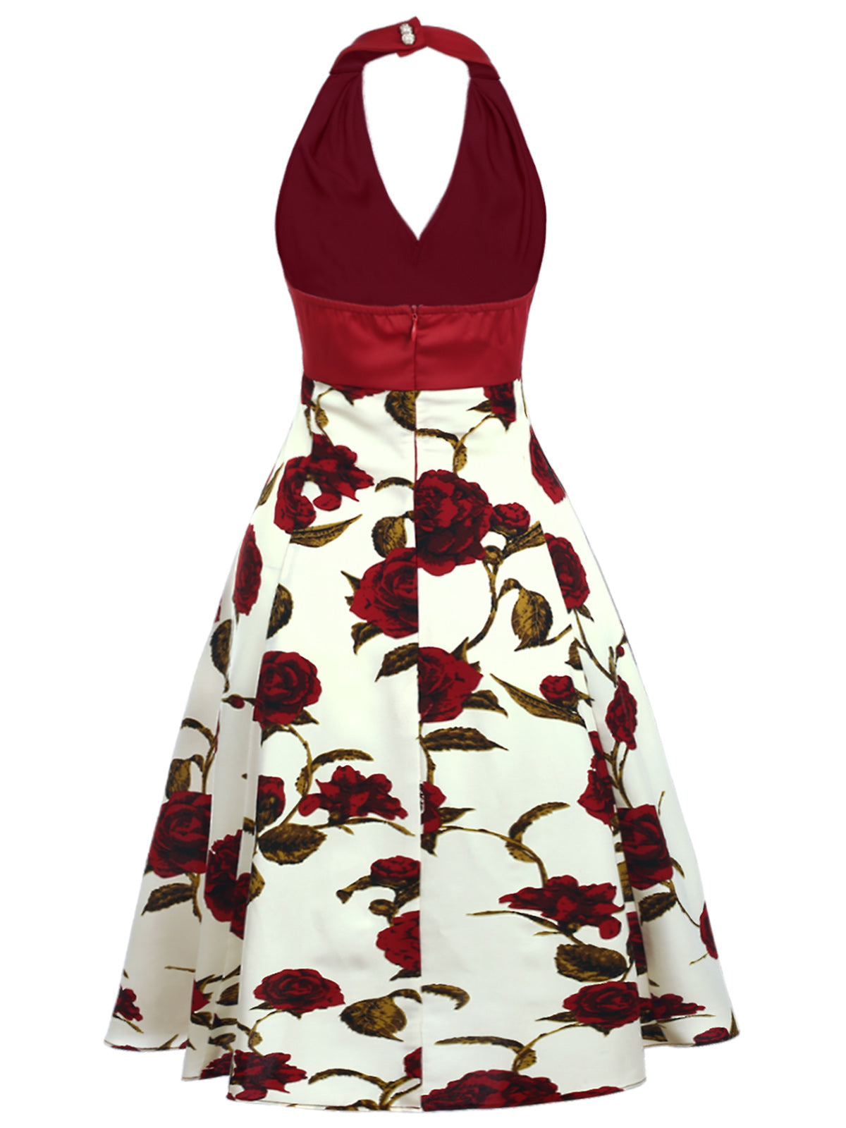 Red Halter Roses Bow Dress