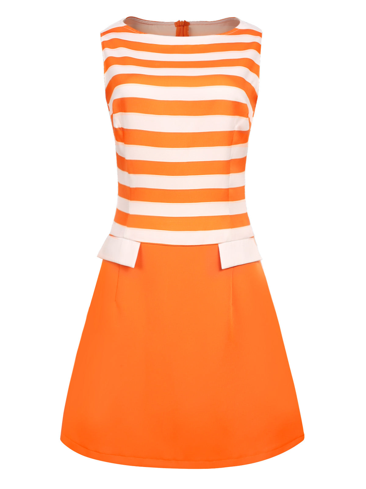 Orange  Drop Waist Stripe Dress