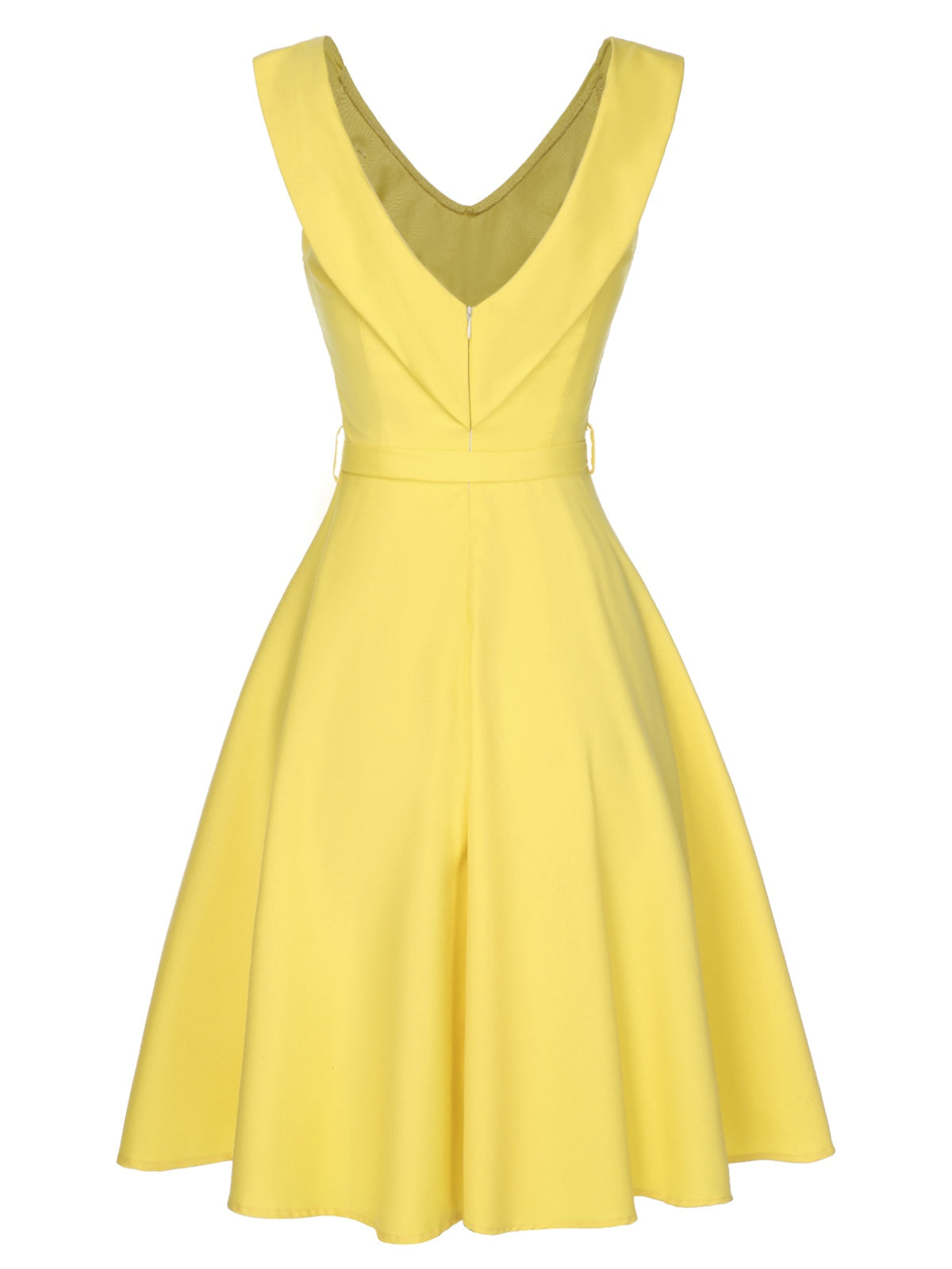 Yellow Vintage V-Neck Umbrella Dress