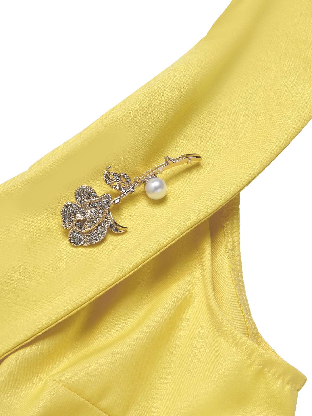 Yellow Vintage V-Neck Umbrella Dress