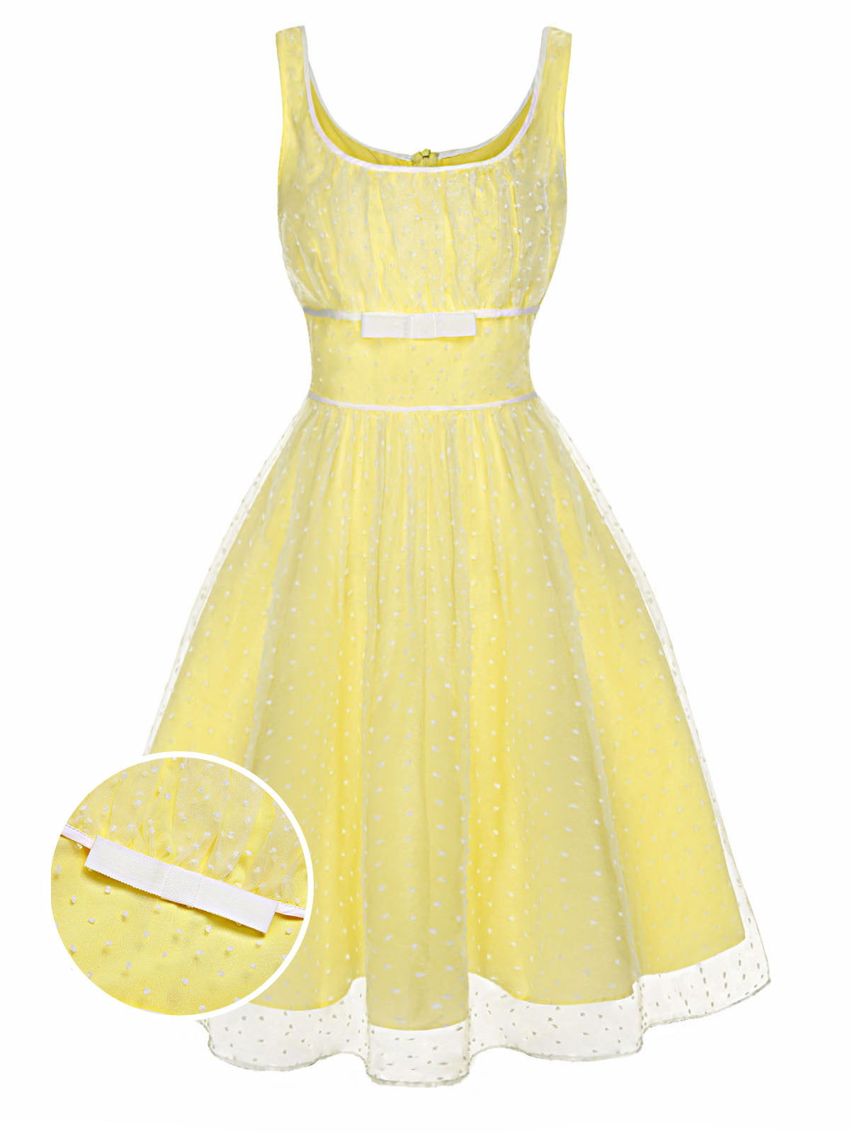 Yellow Scoop Neck Sleeveless Mesh Dress