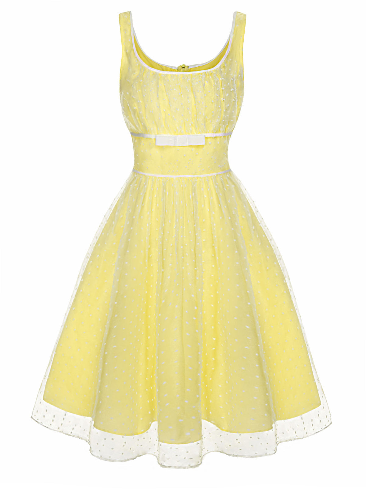 Yellow Scoop Neck Sleeveless Mesh Dress