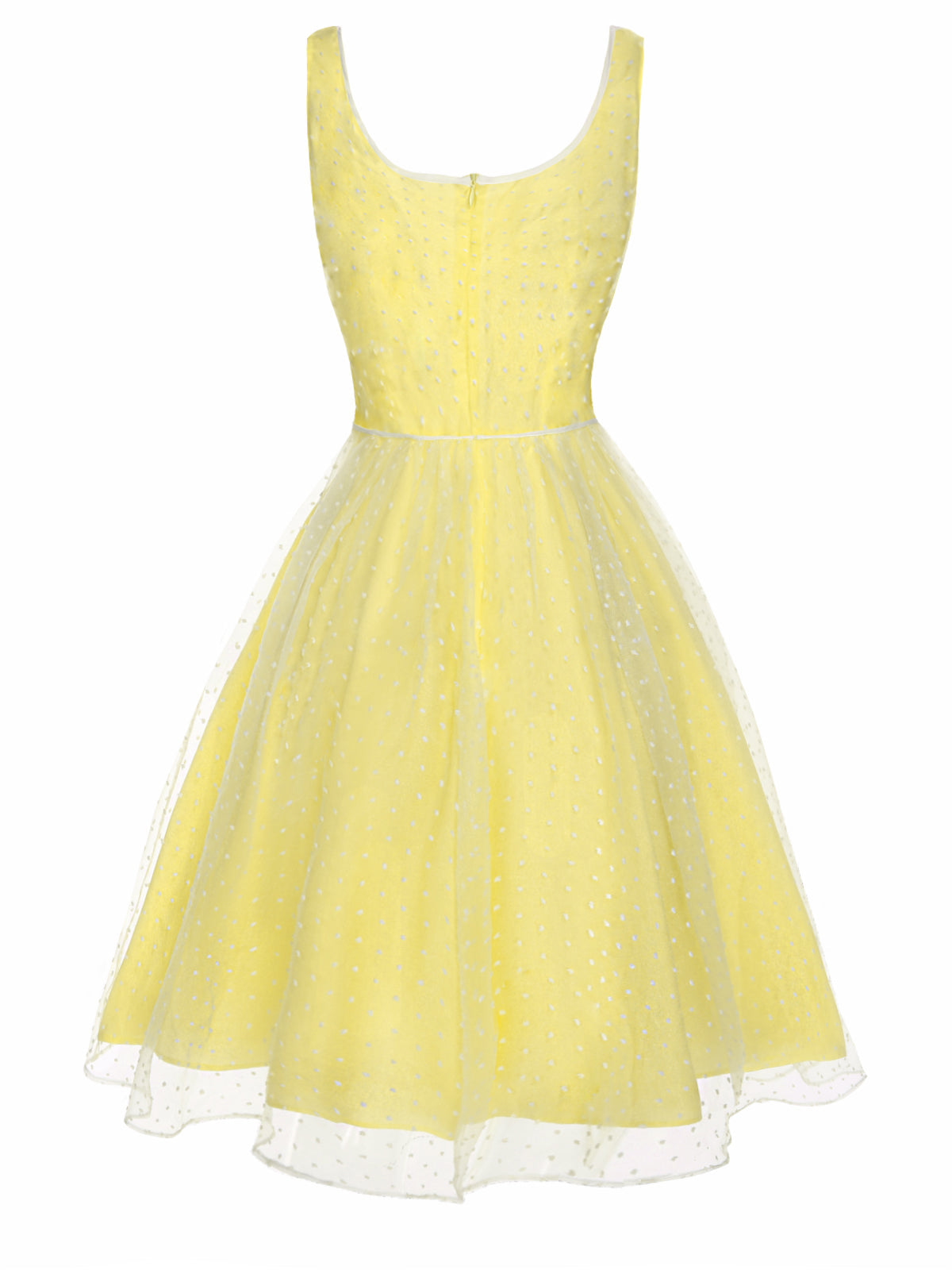 Yellow Scoop Neck Sleeveless Mesh Dress