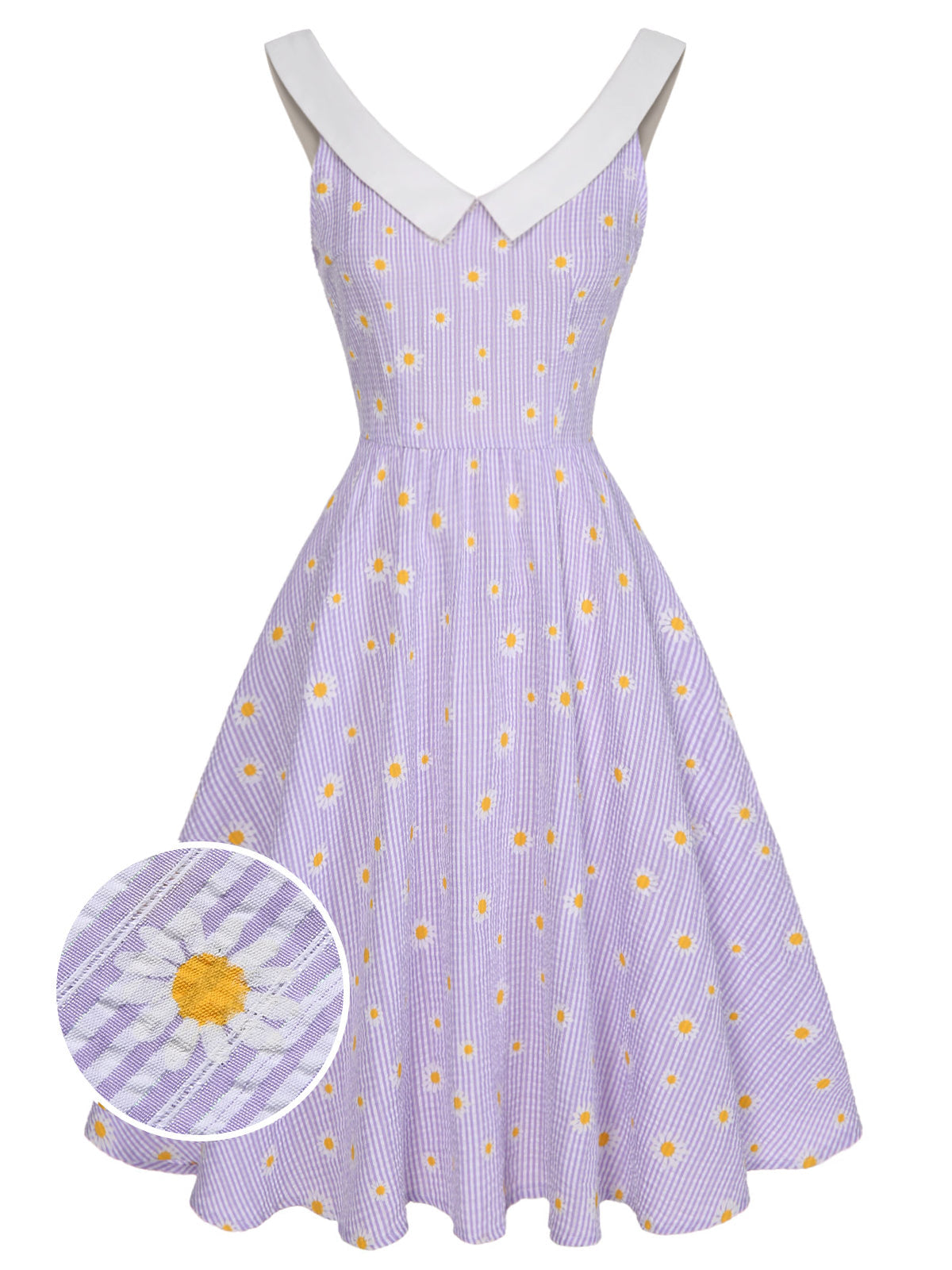 Purple Plaid Daisy V-Neck Dress