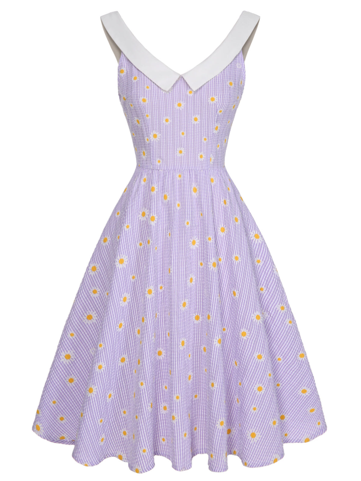 Purple Plaid Daisy V-Neck Dress