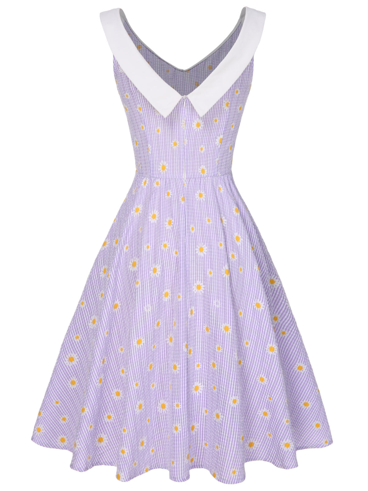 Purple Plaid Daisy V-Neck Dress