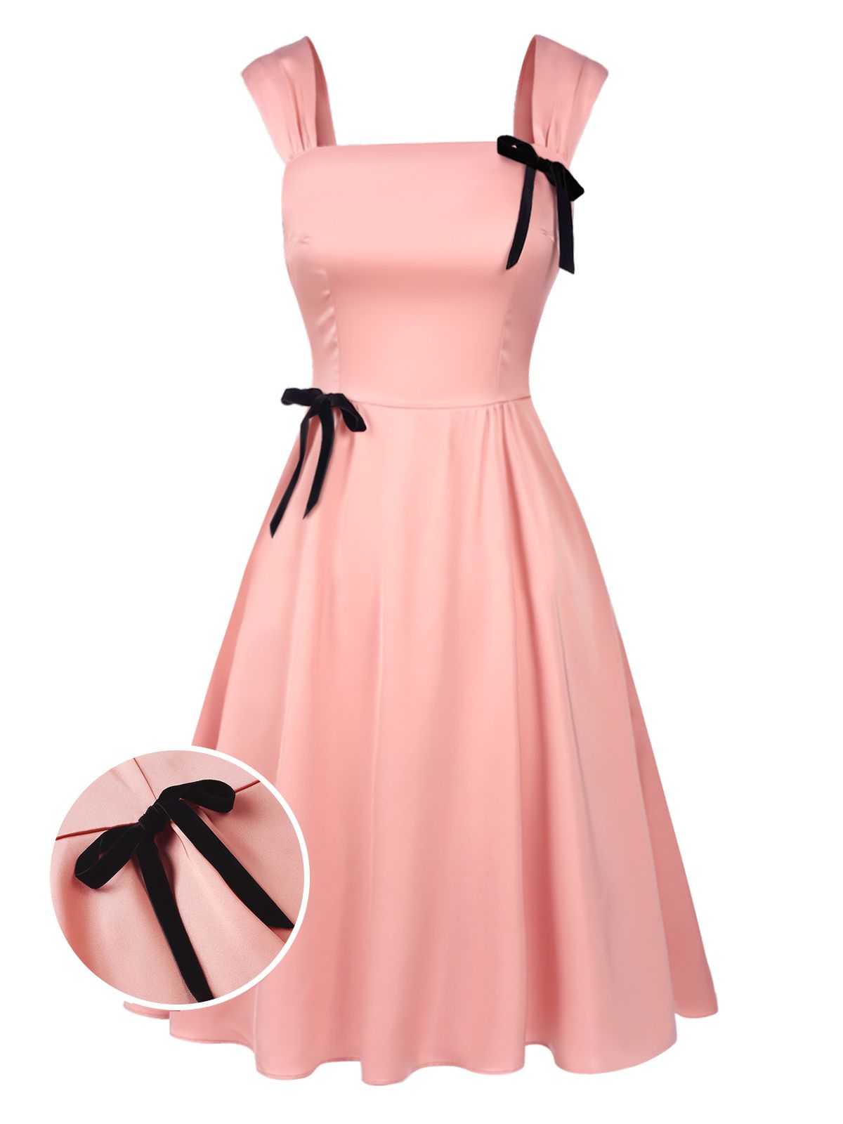 Light Pink Solid Bow Dress