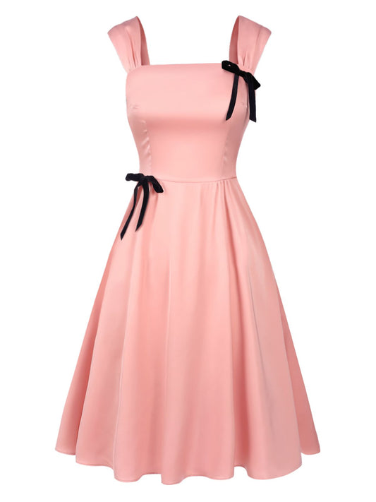 Light Pink Solid Bow Dress