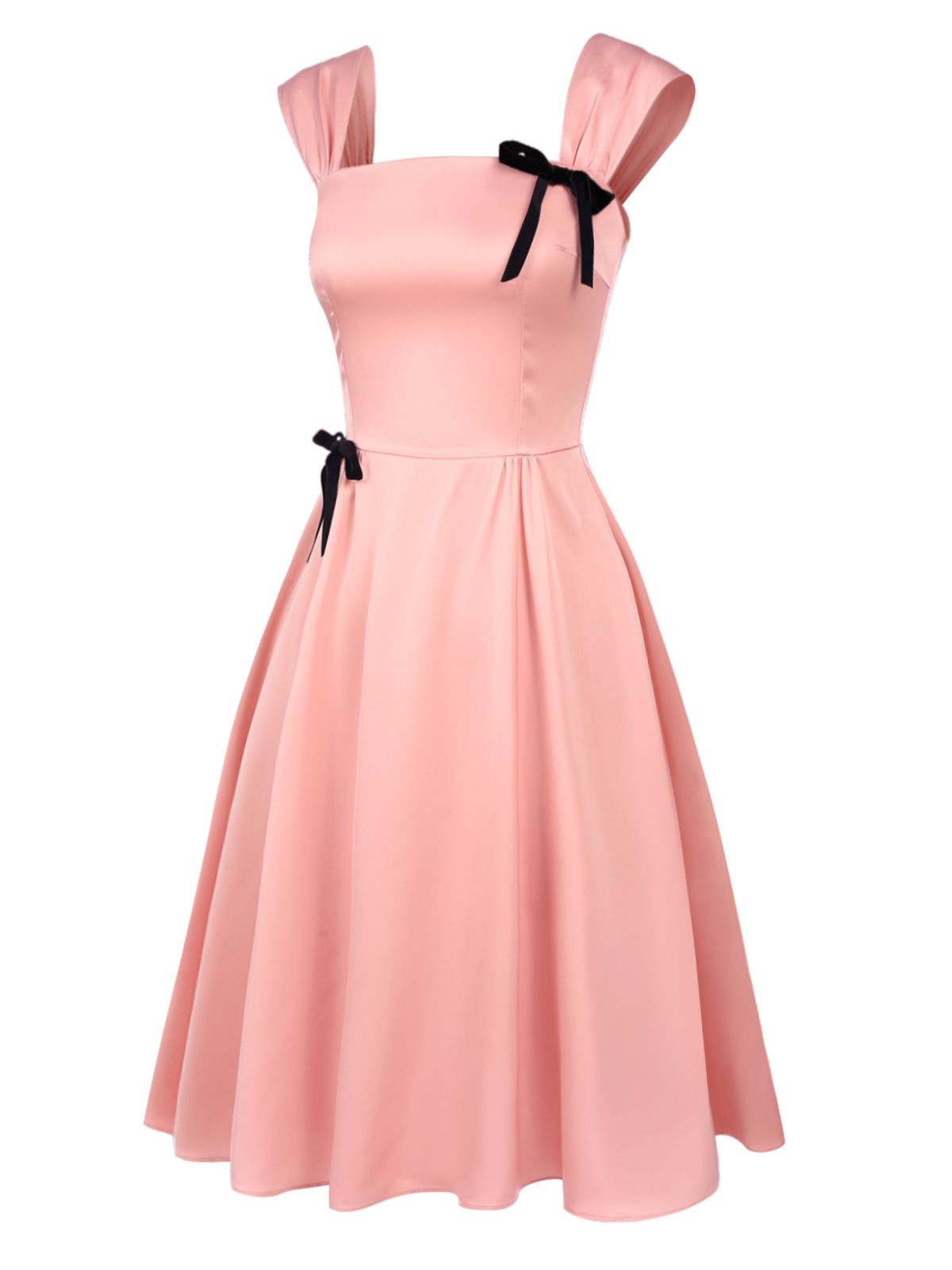 Light Pink Solid Bow Dress