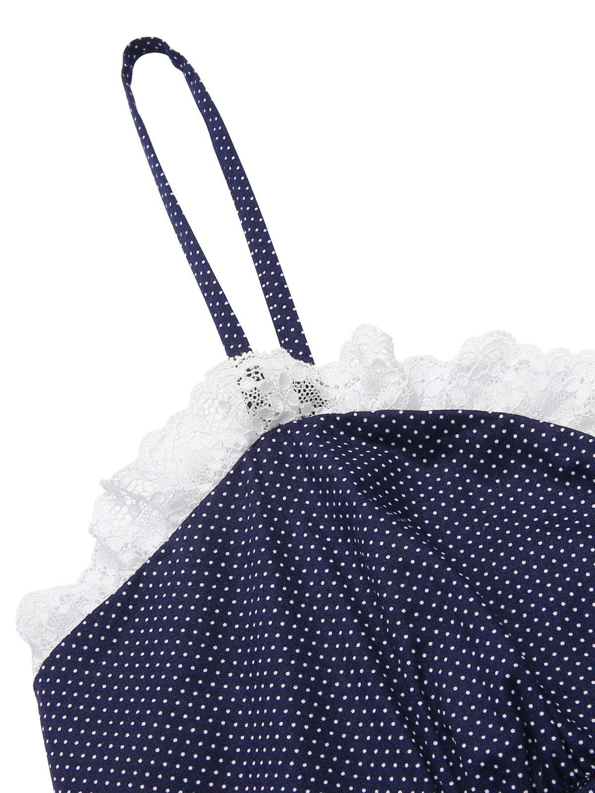 Dark Blue Polka Dots Spaghetti Straps Dress