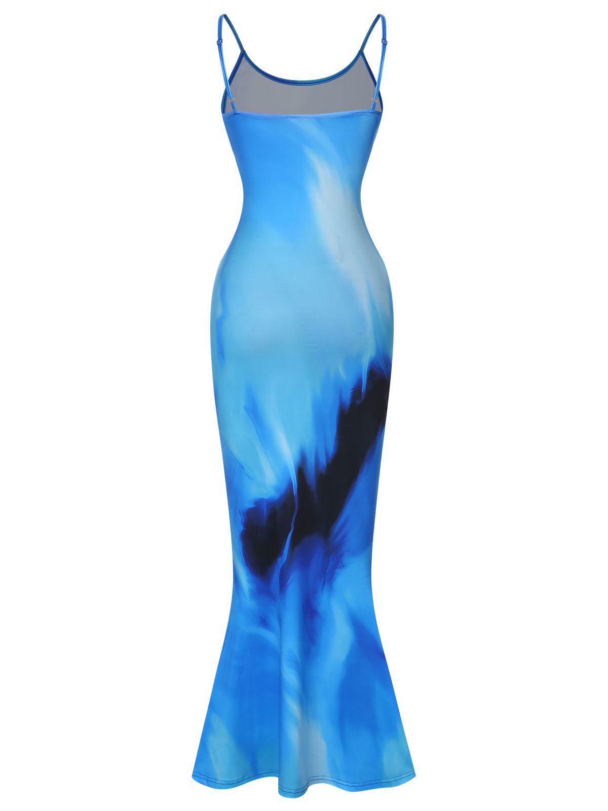 Blue Spaghetti Strap Gradient Dress