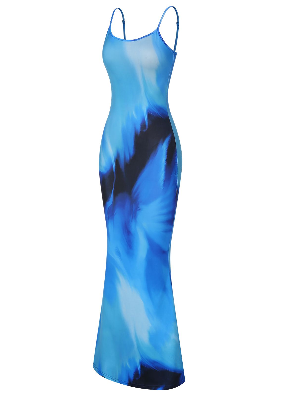 Blue Spaghetti Strap Gradient Dress