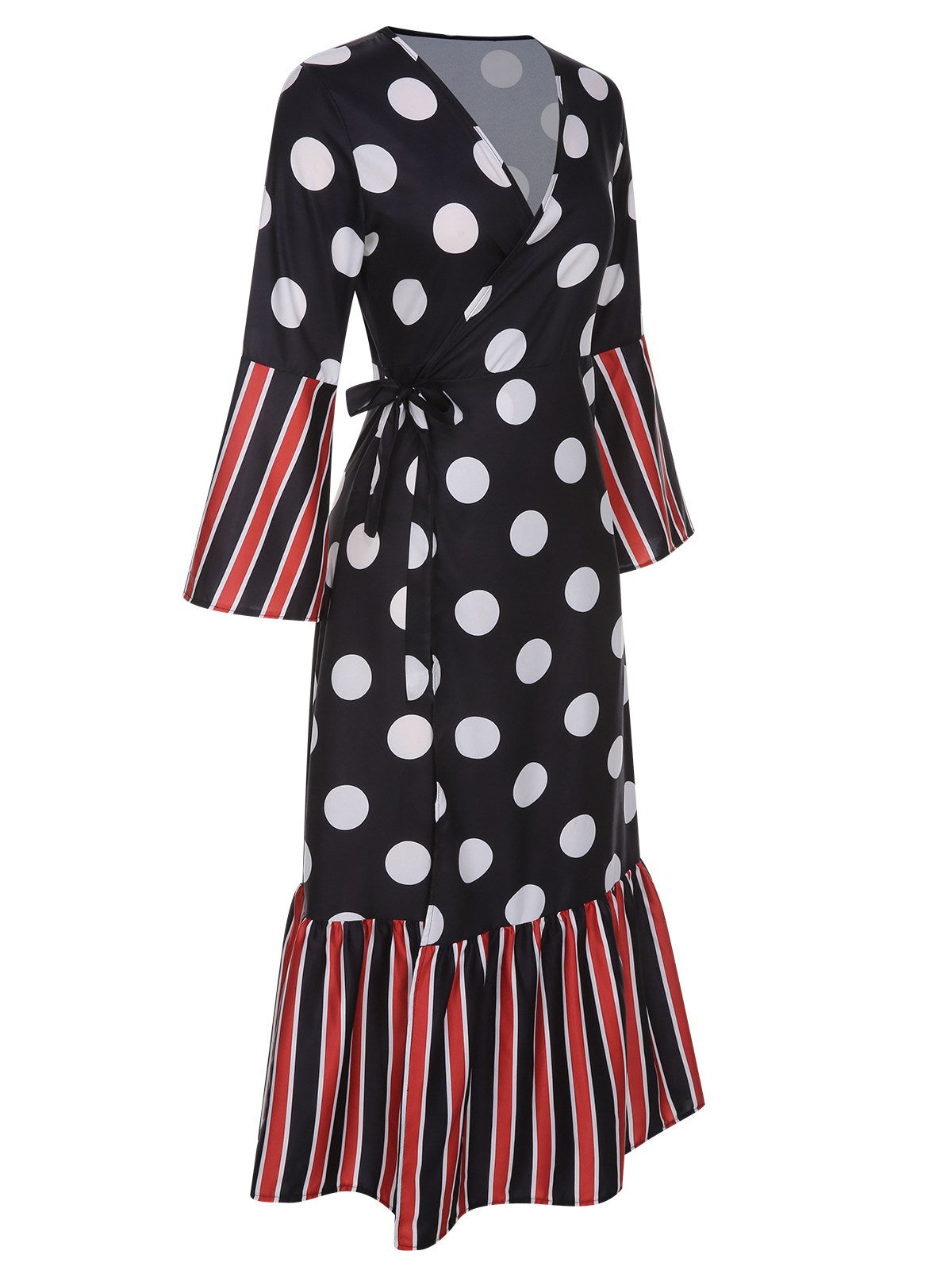 Black Polka Dots & Stripes Patchwork Dress