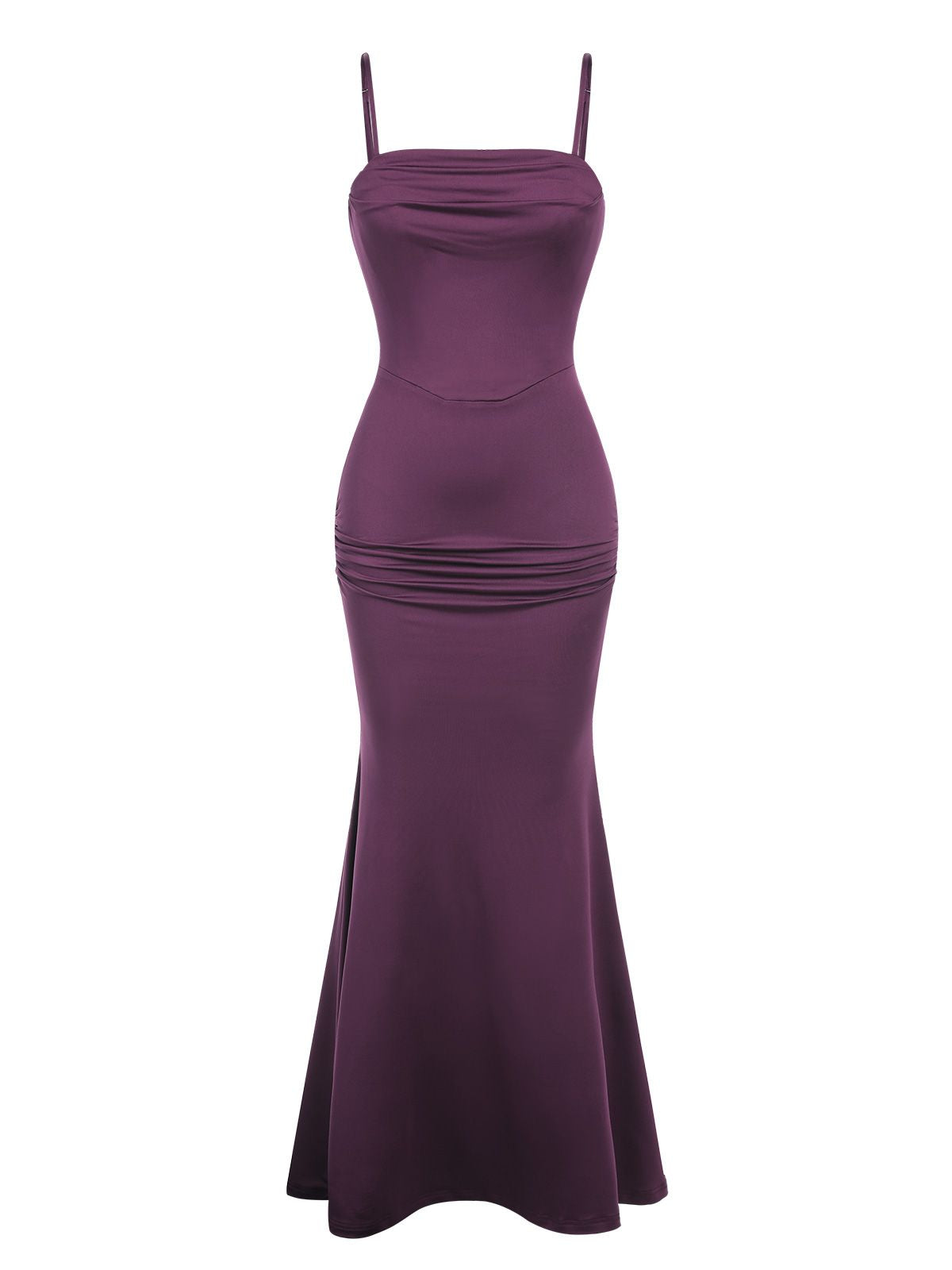 Purple Spaghetti Strap Solid Dress