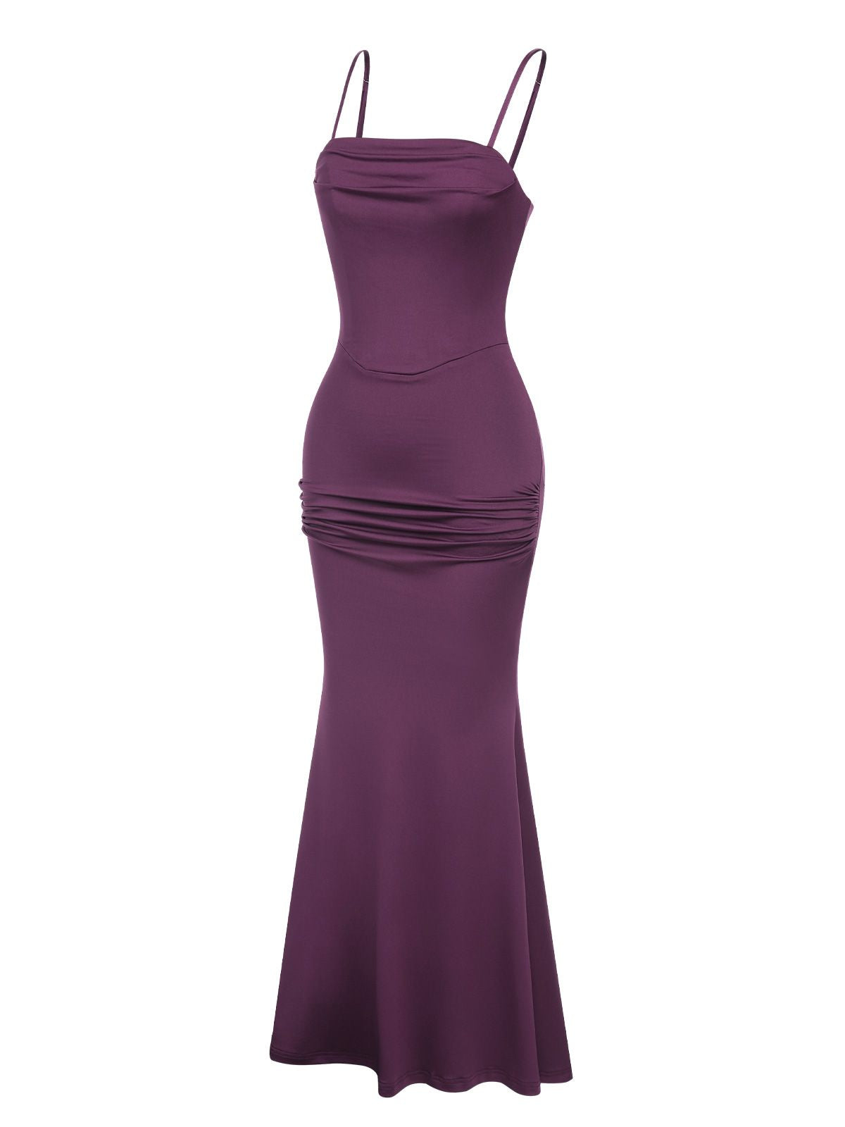 Purple Spaghetti Strap Solid Dress