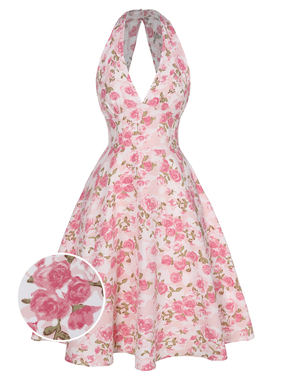 Pink Floral V-Neck Dress