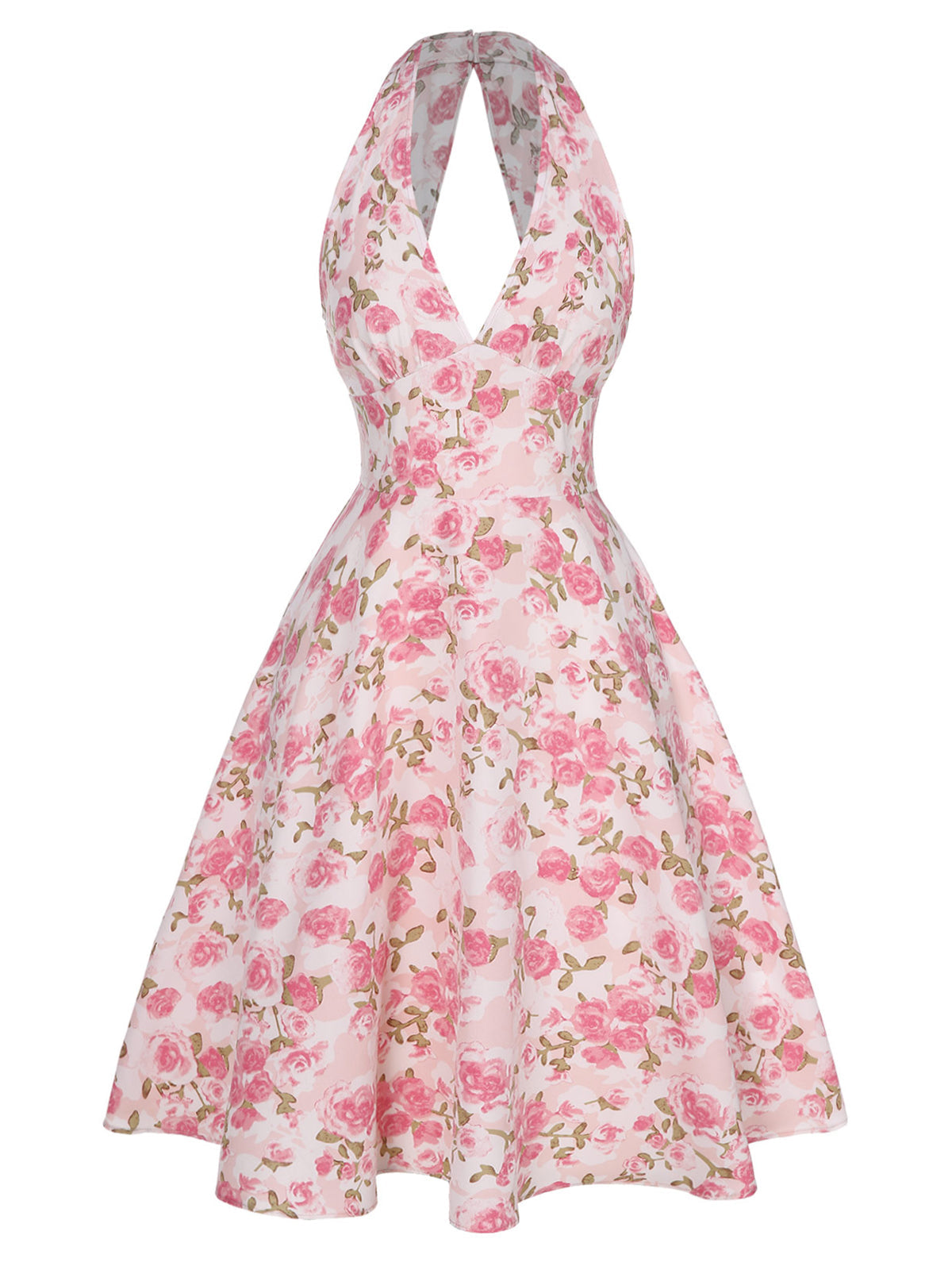 Pink Floral V-Neck Dress