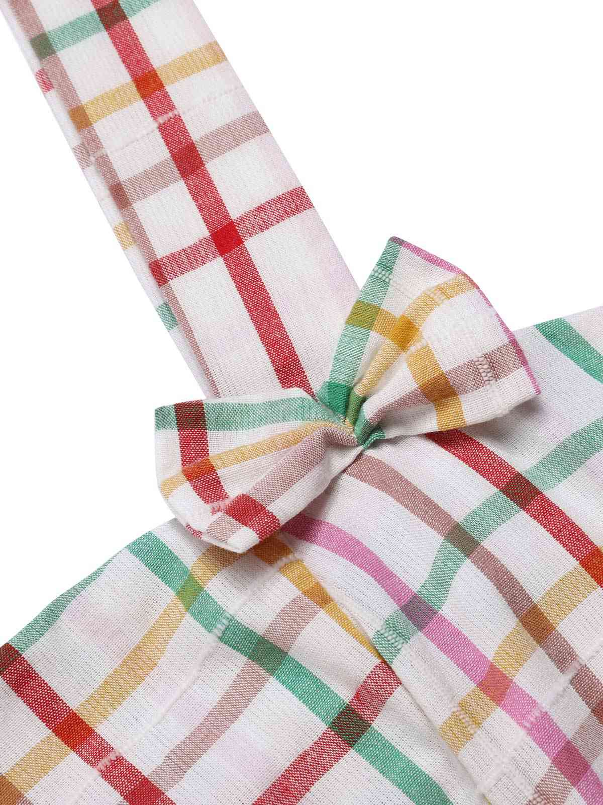 Colorful Wide Strap Bow Plaid Dress