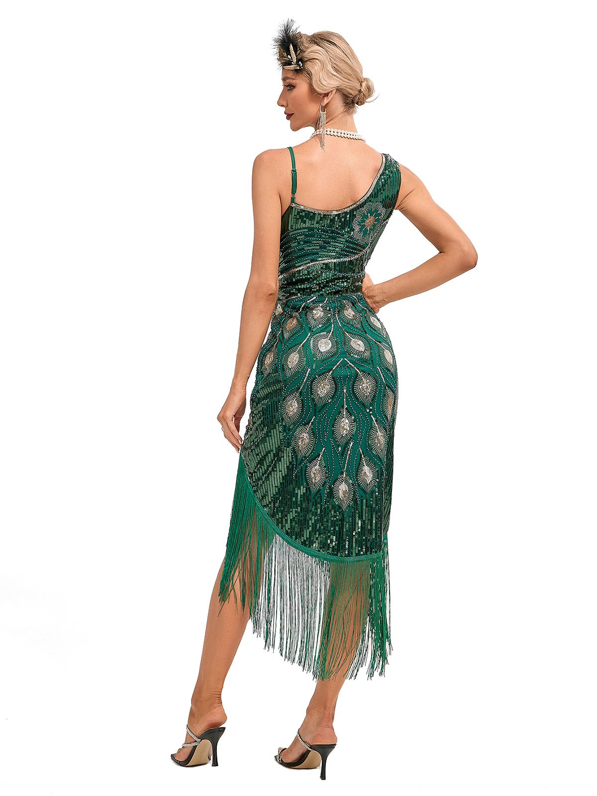 Vintage Fringe Sequined Midi Party Dress