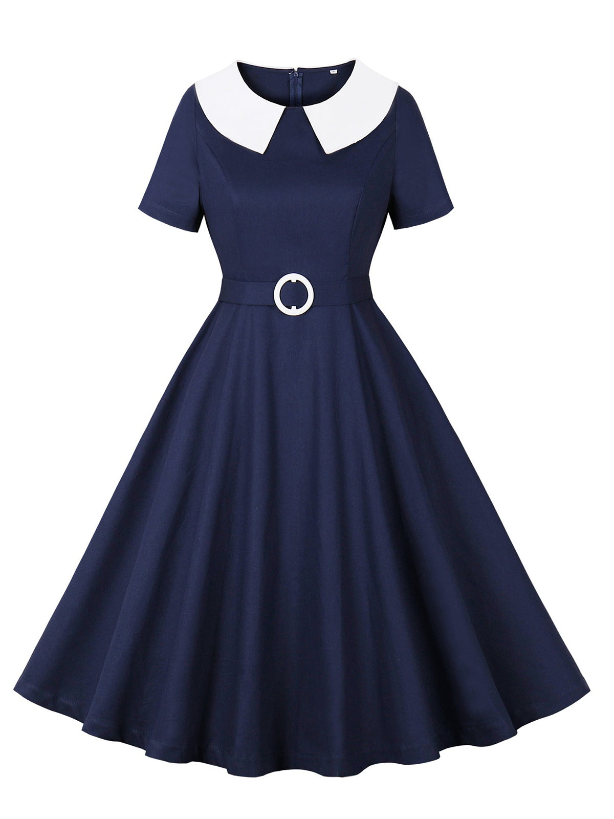 Dark Blue Peter Pan Collar Solid Dress