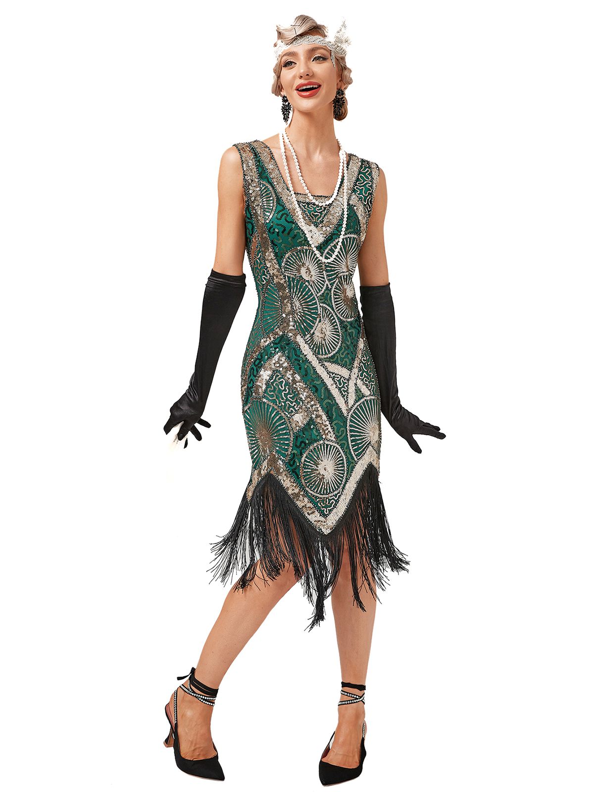 Embroidered Beaded Fringe Sequined Dress