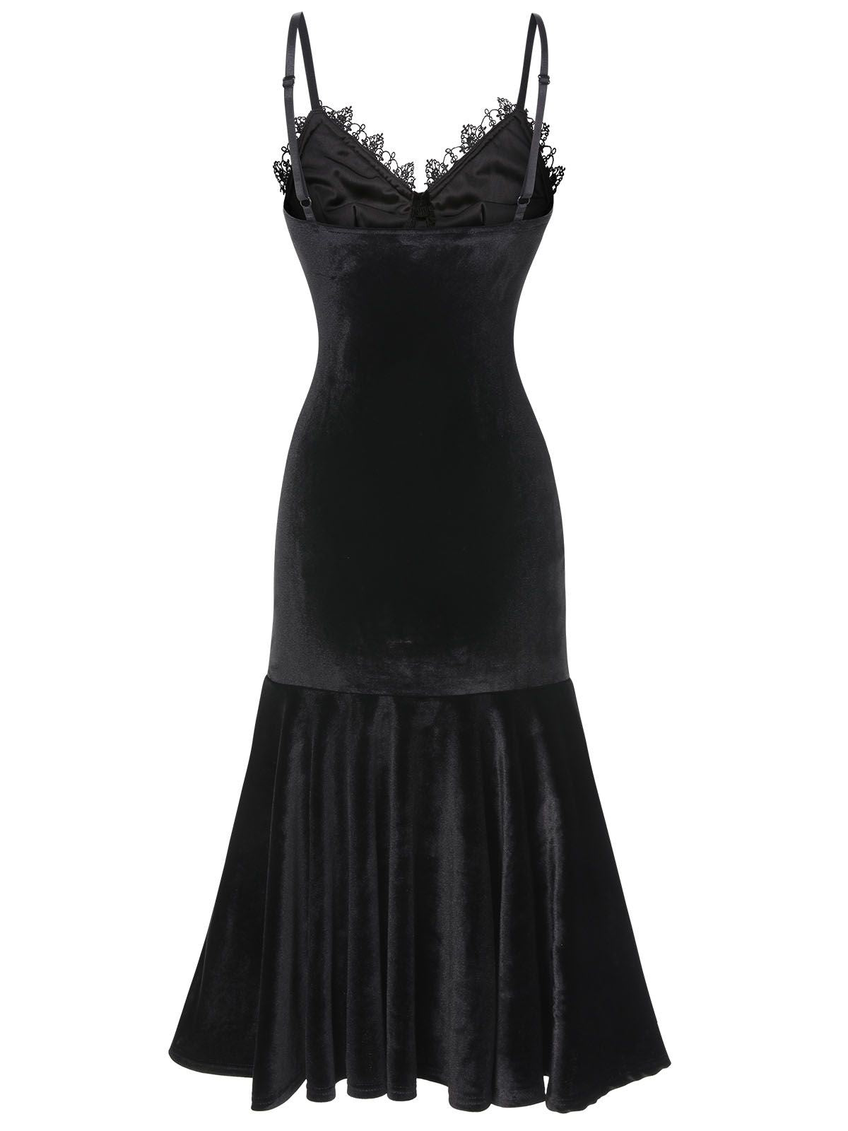 Black Spaghetti Strap Cross Lace Dress