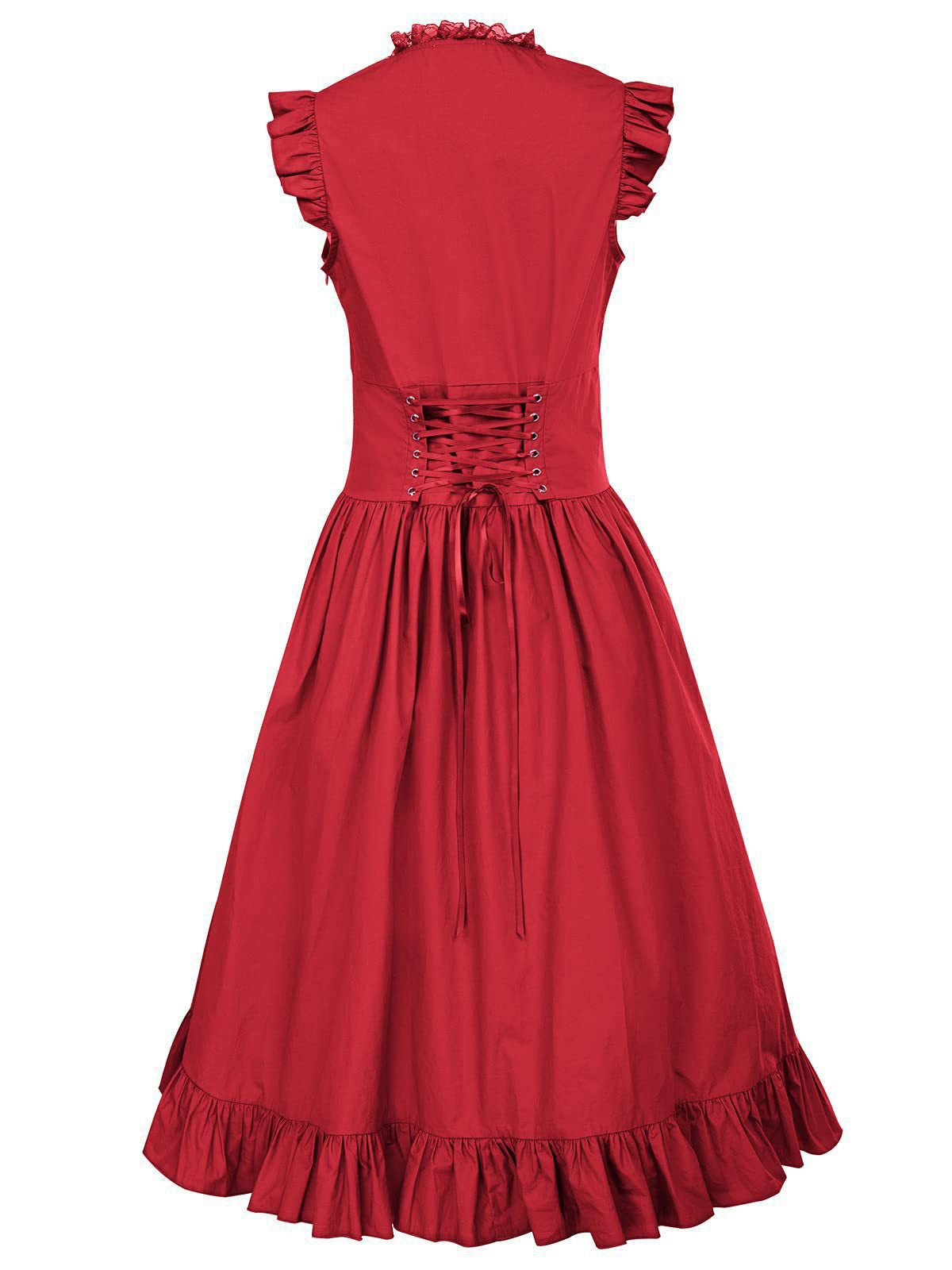 Solid Ruffles Square Neck Steampunk Dress