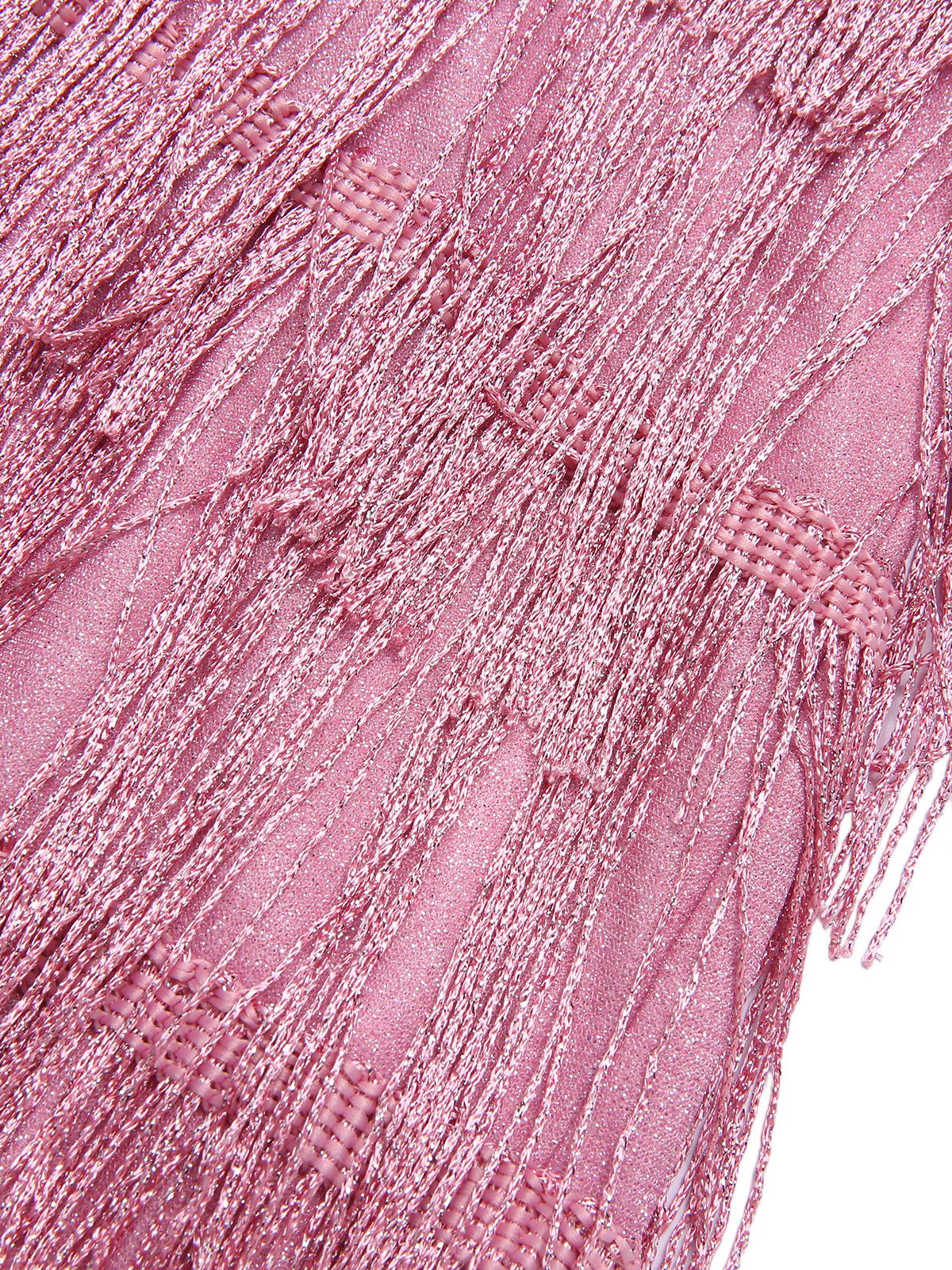 Pink Spaghetti Strap V-Neck Fringe Dress