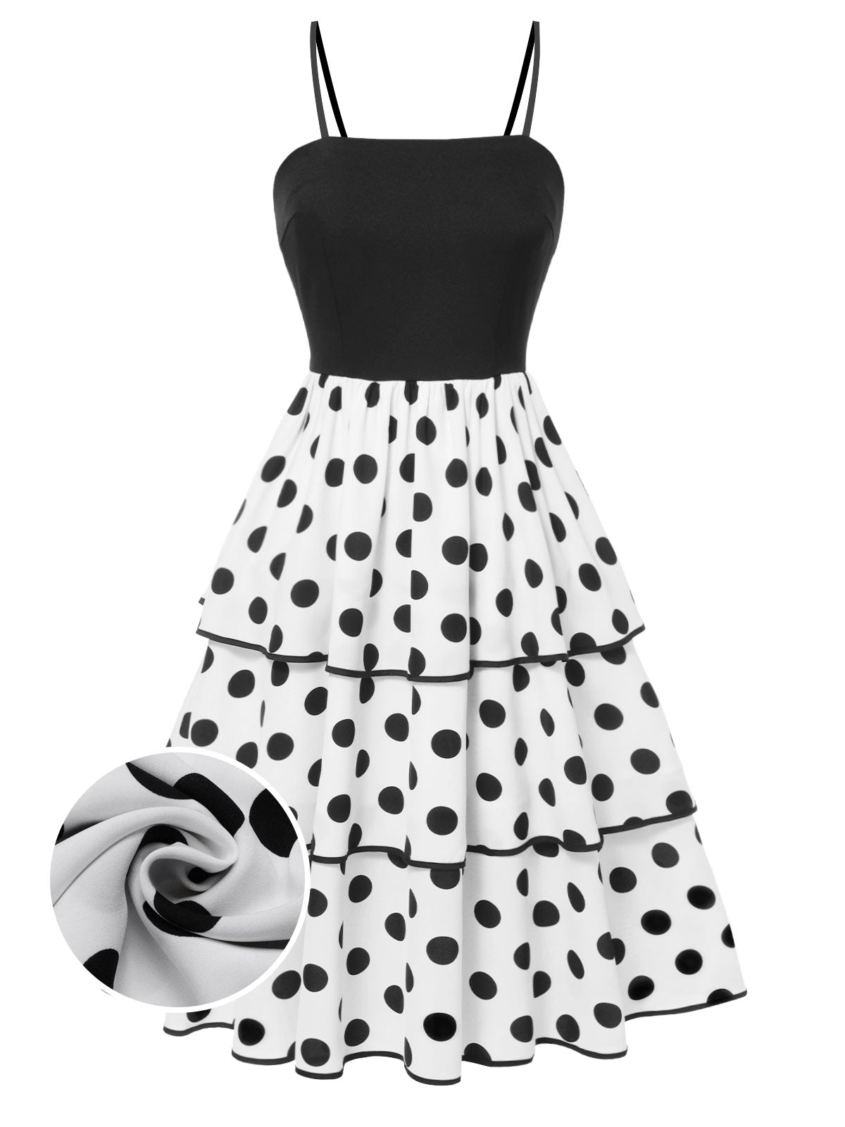 Black Polka Dot Tube Top Suspender Dress