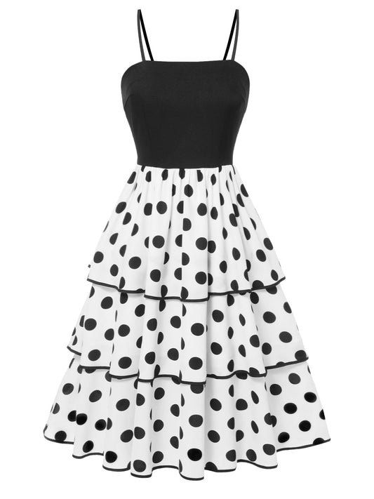 Black Polka Dot Tube Top Suspender Dress