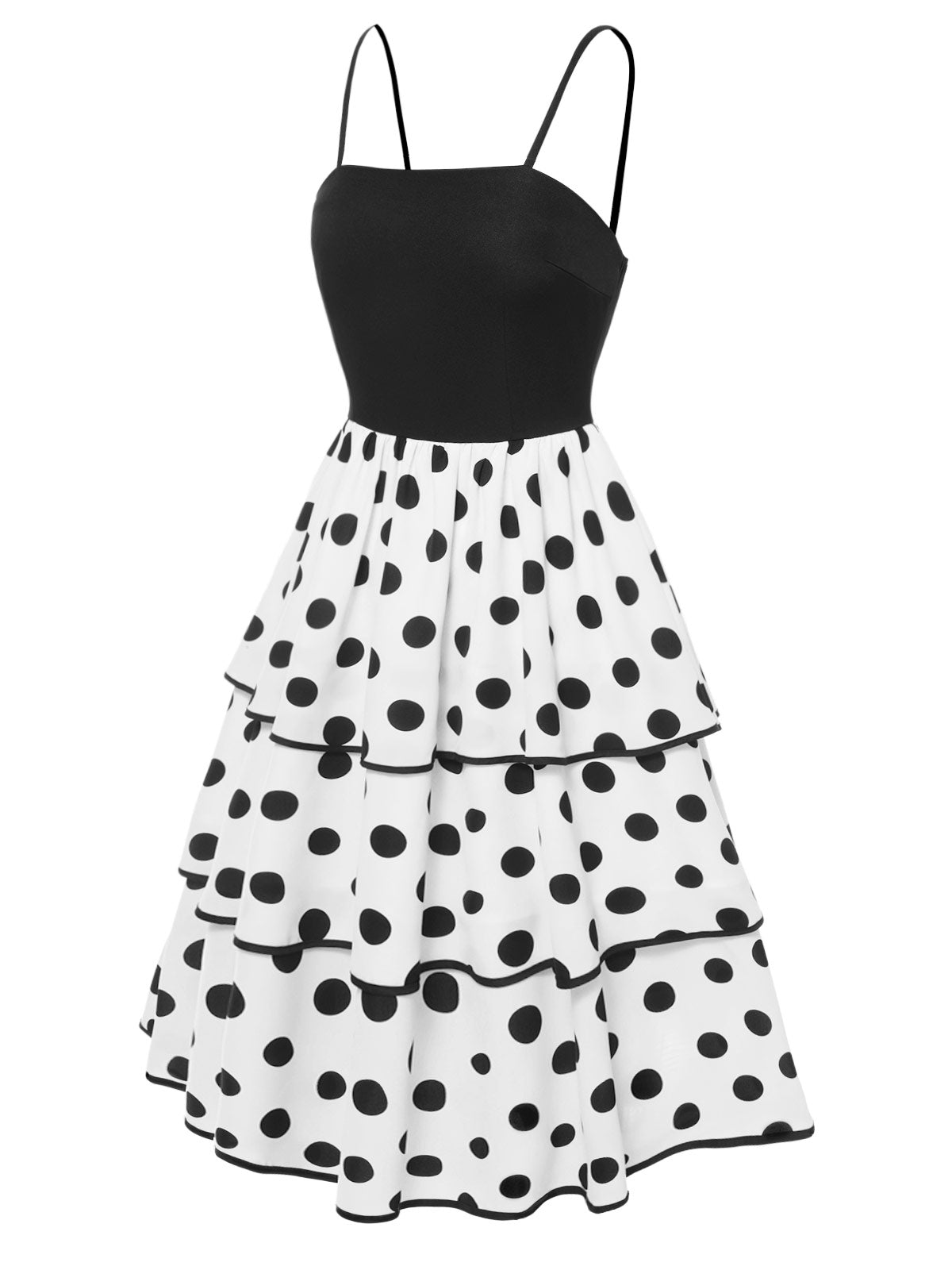 Black Polka Dot Tube Top Suspender Dress