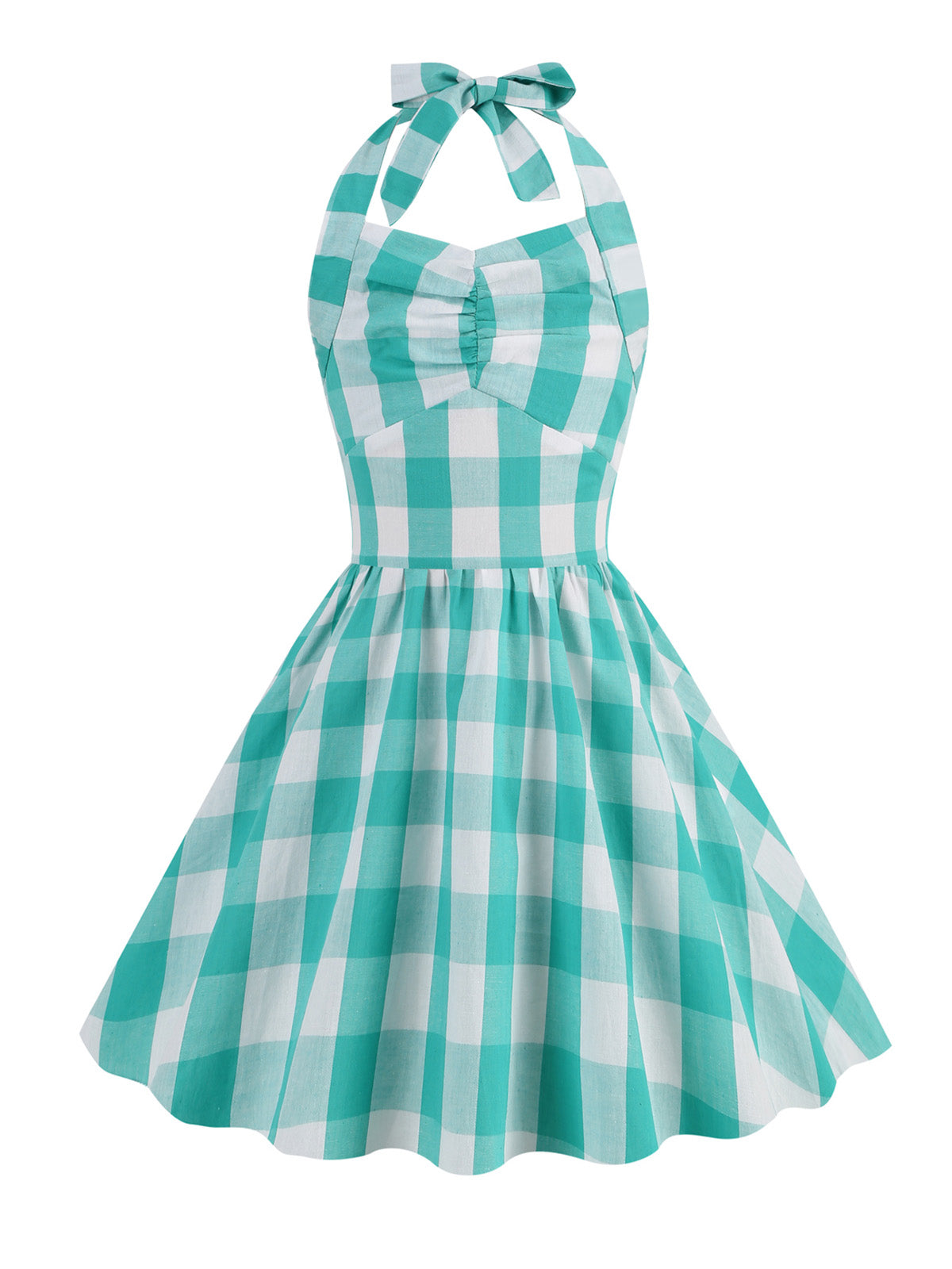 Kids Party Plaid Halter Swing Girl's Dress