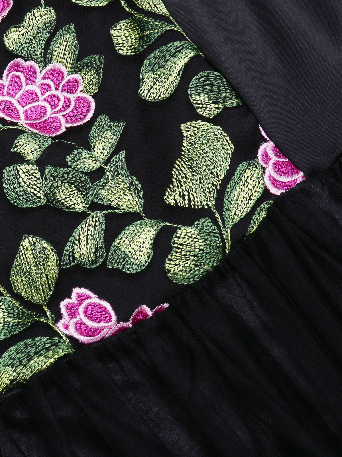 Black Peony Embroidery Dress