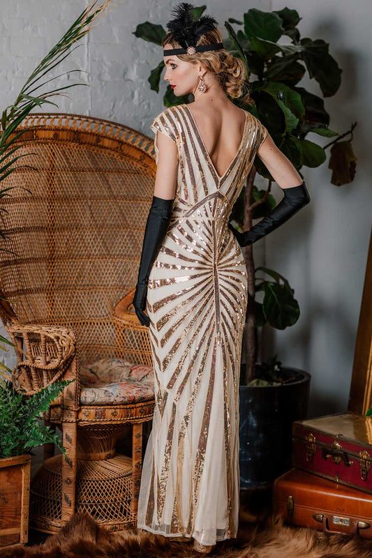 Sequin Art Deco Maxi Dress