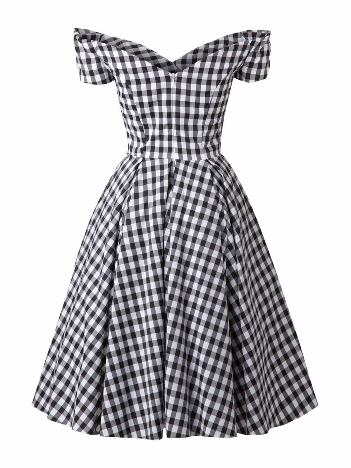 Black Plaid Swing Dress